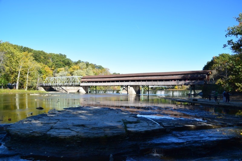 View of the Harpersfield Bridge from the river bank