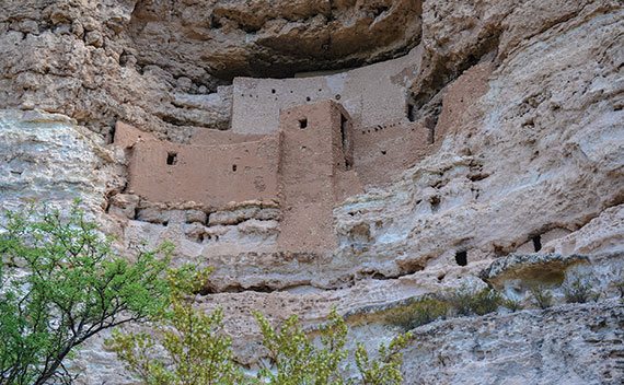 Montezuma Castle National Monument has an incredible five-story, 20-room structure in a cliff alcove 100 feet above the valley. Built between 1100 and 1300, it was named Montezuma because early American settlers thought it was built by the Aztecs.