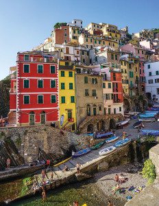Brightly painted Cinque Terre houses help fishermen spot home from the sea.