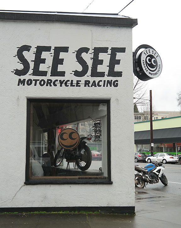 The One Show concept came from the guys who now run the See See Motor Coffee Co. Fresh brewed java up front, bikes in the back.