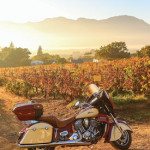 Touring South Africa’s Cape Peninsula, Big Game Country and Winelands The 2015 Indian Roadmaster basks at sunrise amid the vineyards of the Grande Roche Hotel, Paarl.