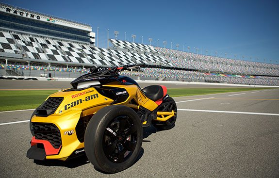 This 150-horsepower turbocharged Can-Am Spyder concept vehicle was unveiled at Daytona International Speedway today.