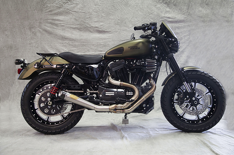 The "General Mayhem" features a 1,200cc engine conversion with tuned exhaust and a fabricated tank with knee pads. (Photo: Harley-Davidson)
