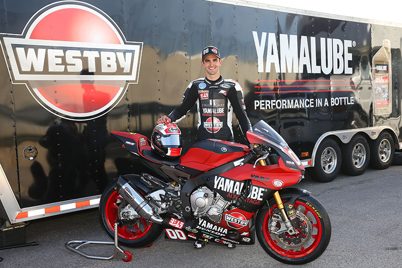 MotoAmerica® AMA/FIM North American Road Racing Championship’s Superstock 1000 rider Josh Day with his newly liveried Yamaha YZF-R1 race bike. (Photo: Yamaha)