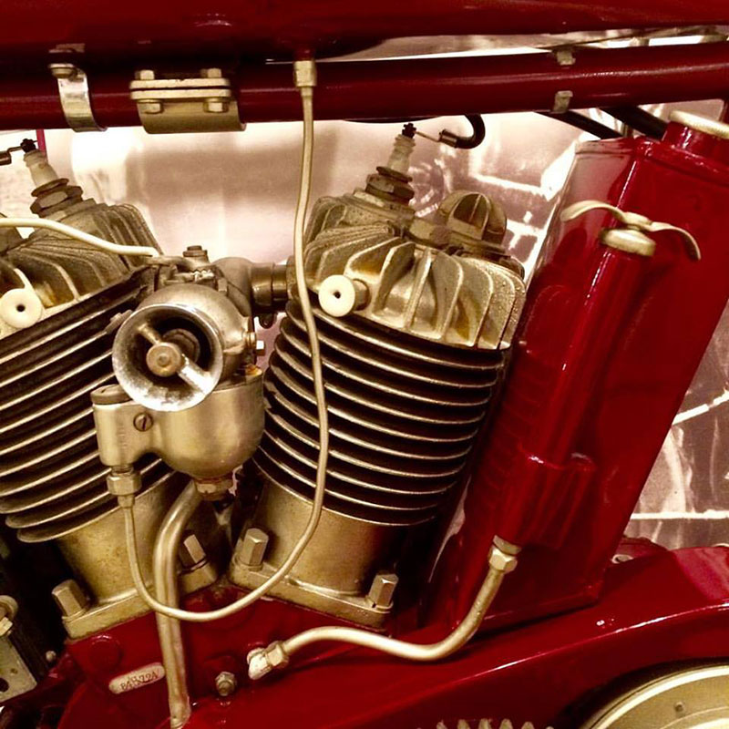This engine is from the same model of Indian Motocycle as those ridden by the Van Buren sisters on their historic 1916 ride. (Photo: Sisters' Centennial Ride)