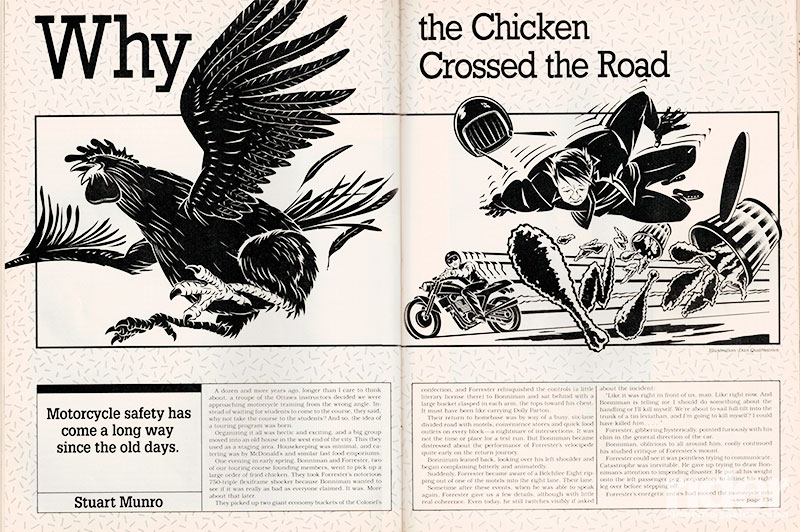 Why The Chicken Crossed The Road - Original Magazine Spread. Illustration by Dan Quarnstrom, www.danquarnstromdesign.com.