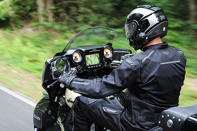 For 2017, Indian's Chieftain bagger and Roadmaster tourer get an integrated infotainment package called the Ride Command System. (Photos by Barry Hathaway)