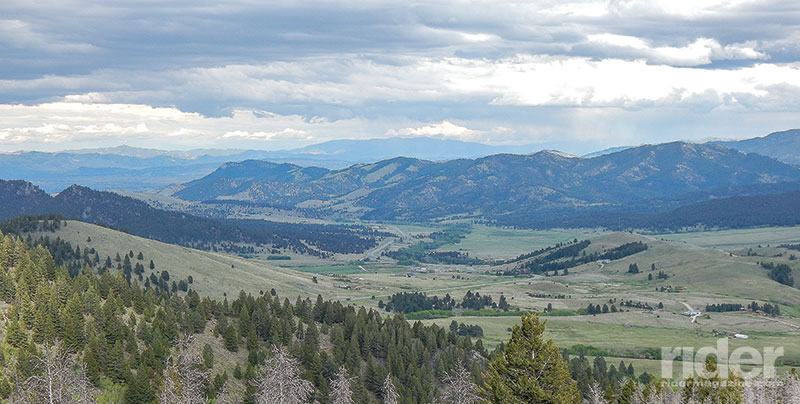Looking east, U.S. Route 12 gives us MacDonald Pass views that are hard to beat. Rimini is shown in the foreground and Helena Valley on the horizon. 