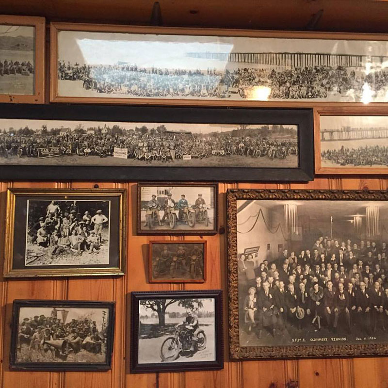 The San Francisco Motorcycle Club's clubhouse in the Mission District of San Francisco is rich with history. The wood-paneled walls are covered with old photographs, banners and trophy cases with awards recognizing achievements such as "Best Uniformed Club, 1936." (Photo: Christina Shook)