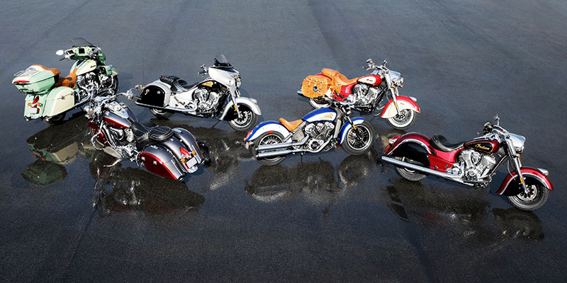 Indian Motorcycle's 2017 lineup includes numerous classic two-tone paint schemes to choose from.