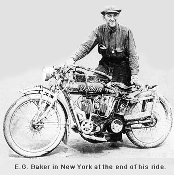 Erwin George "Cannonball" Baker, at the end of one of his famous cross-country rides.