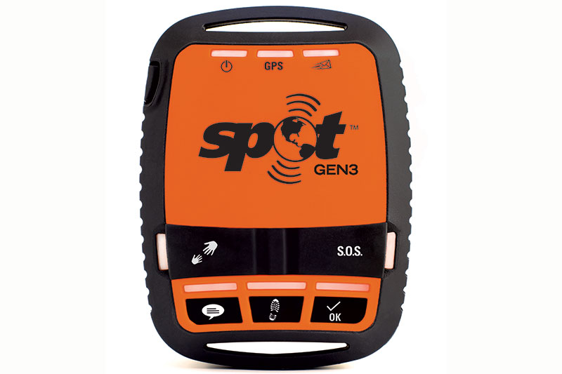 The Spot Gen3 is a rugged, waterproof device that comes with a velcro strap and carabiner for attaching it to your jacket or backpack.