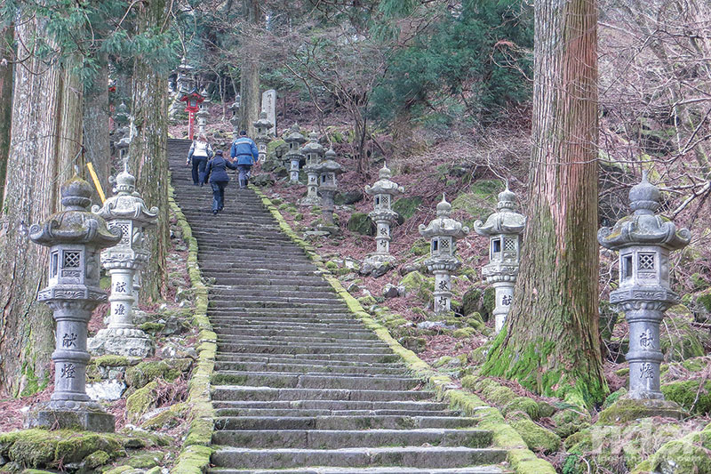 Steps leading up to the Takasumi shrine are lined with toro (lanterns). At the top we prayed for our heart rates to come back down.