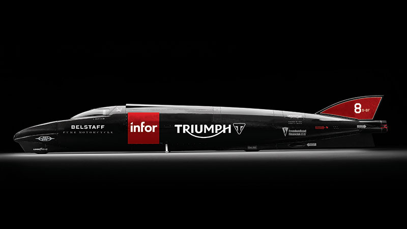 Triumph's 1,000-hp Infor Rocket Streamliner will compete for the world land speed record at Bonneville. (Photos: Triumph)