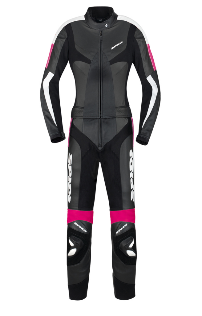 I chose to go with a two-piece leather suit by Spidi. Since I'm not planning on going to the track more than once or twice a year, this lets me wear the jacket alone when I'm on the street, and if I want the added protection of the pants, I can always zip those on as well!