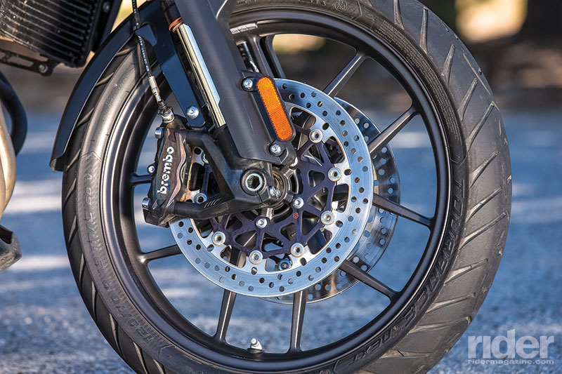 Brembo Monobloc radial-mount calipers are serious stoppers, and cornering ABS is standard on the XRt. 