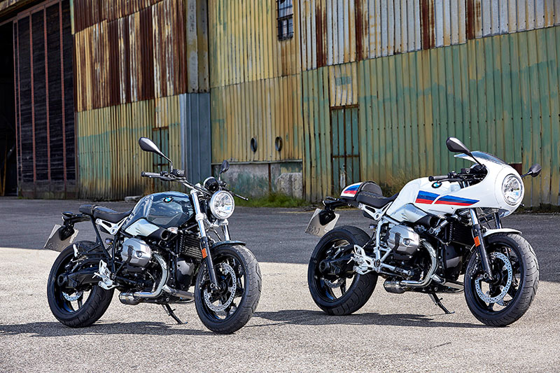 Joining the original R nineT and R nineT Scrambler in BMW's Heritage line are two new models: the R nineT Pure (left) and R nineT Racer (right).