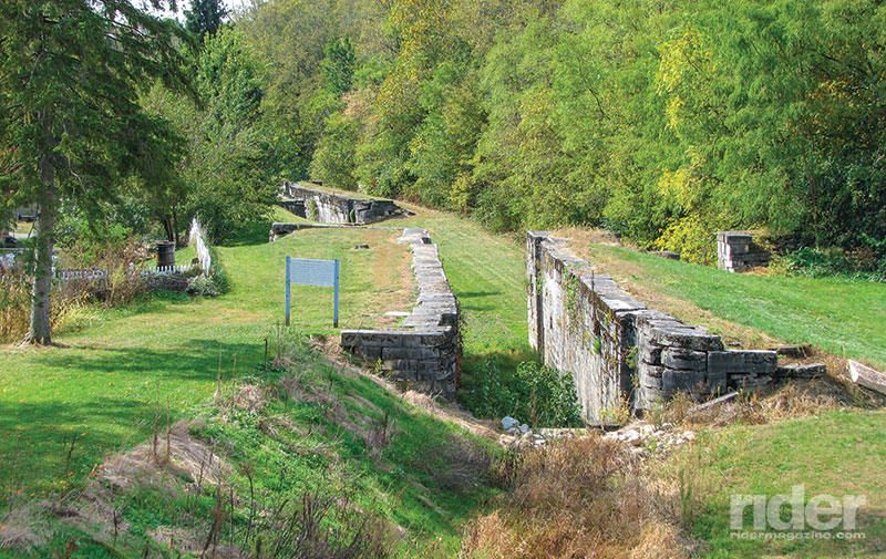 Walking path along two of the five locks at Lockington. 