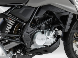 The 313cc single in the BMW G 310 GS makes a claimed 34 horsepower and 21 lb-ft of torque.