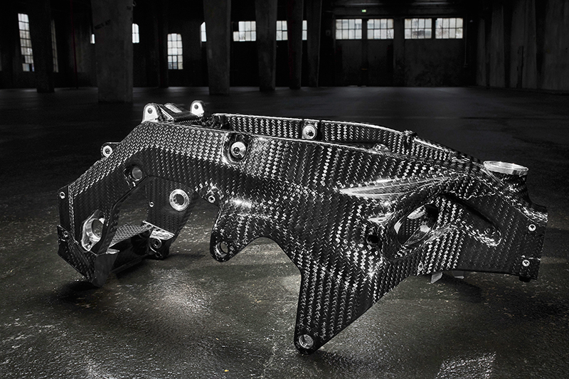 There's some serious craftsmanship involved in building a twin-spar main frame entirely from carbon fiber.