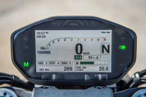 The Ducati Monster 1200's full-color TFT display has been updated and has crisp graphics.