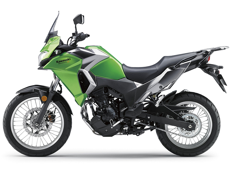 Spoked wheels (19-inch front, 17-inch rear), long-travel suspension and an upright seating position with a wide handlebar make the Versys-X 300 suitable for light offroad duty.