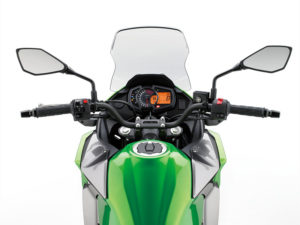 With a small windscreen, a wide handlebar and an upright seating position, the Kawasaki Versys-X 300 should be comfortable and provide modest wind protection. 