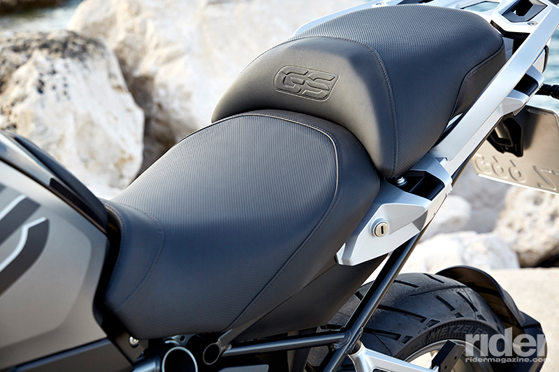 The R 1200 GS Exclusive has a comfortable two-piece seat for touring.