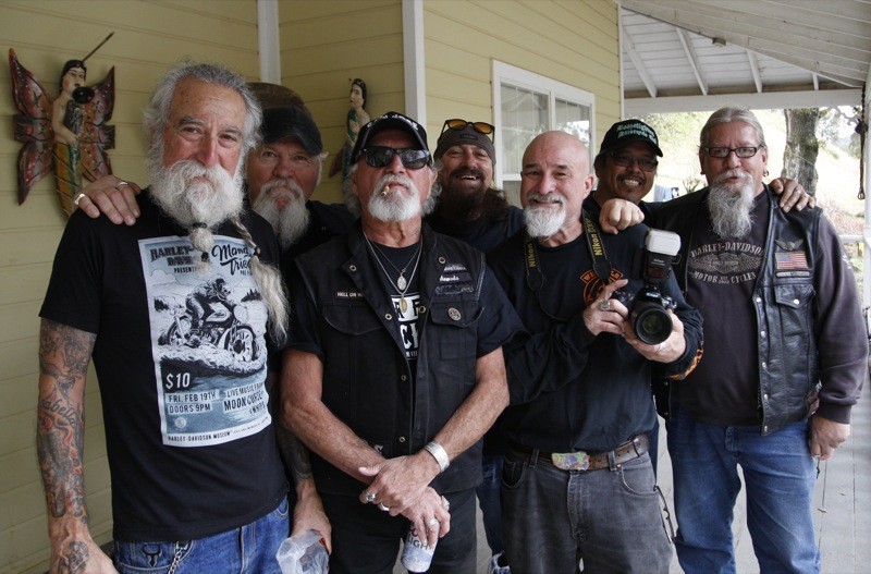New and old friends Tony, Jim, Tony, Charlie, Kim, Michael and Mike all take a break from filming in the foothills of NorCal