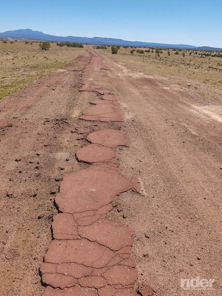 That's a stretch of old U.S. Route 66, west of Ash Fork, Arizona, which was abandoned in the 1950s when the road was moved a quarter-mile north. (Photos by the author)