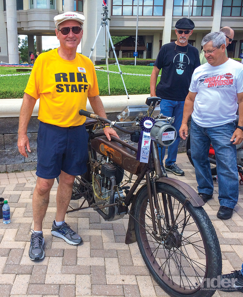 After winning an award for his 1911 Reading Standard, Norm Nelson entered it in the Motorcycle Cannonball cross-country run.