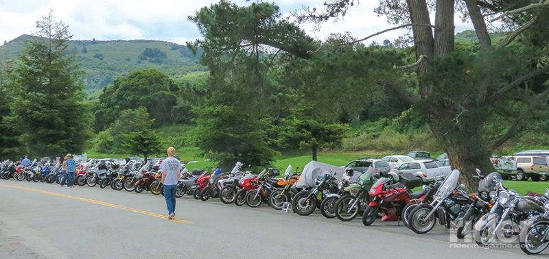 One of the nice things about the Quail Gathering is that motorcycle parking is so easy; hundreds of bikes lined up for hundreds of yards along the road that passes the venue.