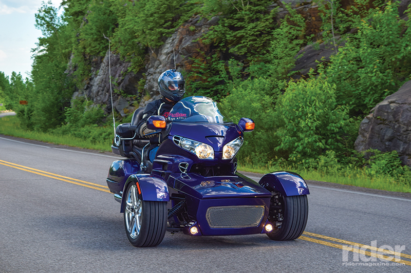 The Motor Trike Prowler RT's fully independent suspension and all mechanical steering provide excellent feel and control. 