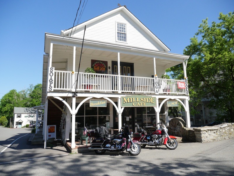 Great country-style food and ambiance at the Millside Cafe, just across the lot from Lafayette Mill Antiques Center in Lafayette, New Jersey (overlay this with the Lafayette Mill photo)
