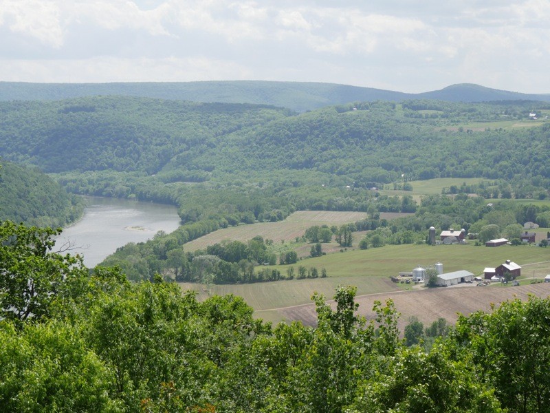 The Marie Antoinette Overlook on SR-6 in Wyalusing, Pennsylvania, offers a sweeping vista of the French Azilum and farmlands beyond