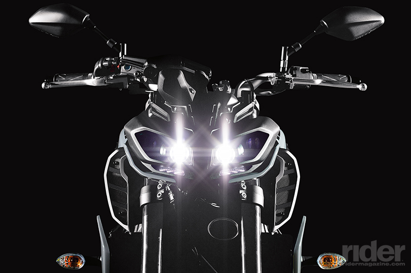 The Twin Eye LED headlight is what Yamaha calls a "Next Generation" design. It's smaller than the one used on the FZ-10, and includes more lamps. 