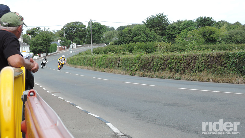 Racing at the Isle of Man TT.