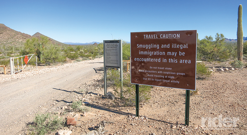 Ominous warning signs are intended to keep visitors vigilant in the border region.