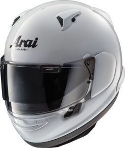 Arai Quantum-X in Glass White, with Pro Shade in lowered position.