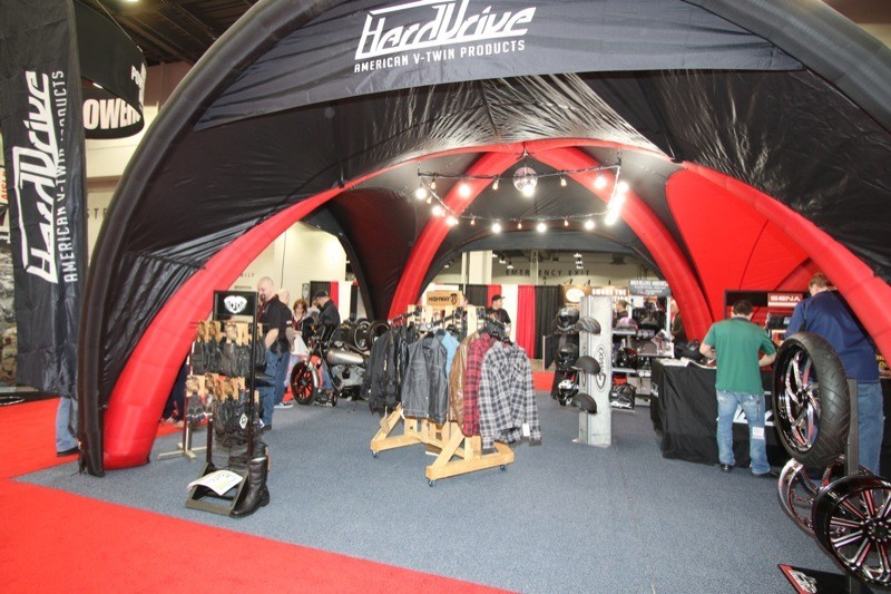 Aftermarket distributor HardDrive displayed an extensive collection of apparel as well as hard parts