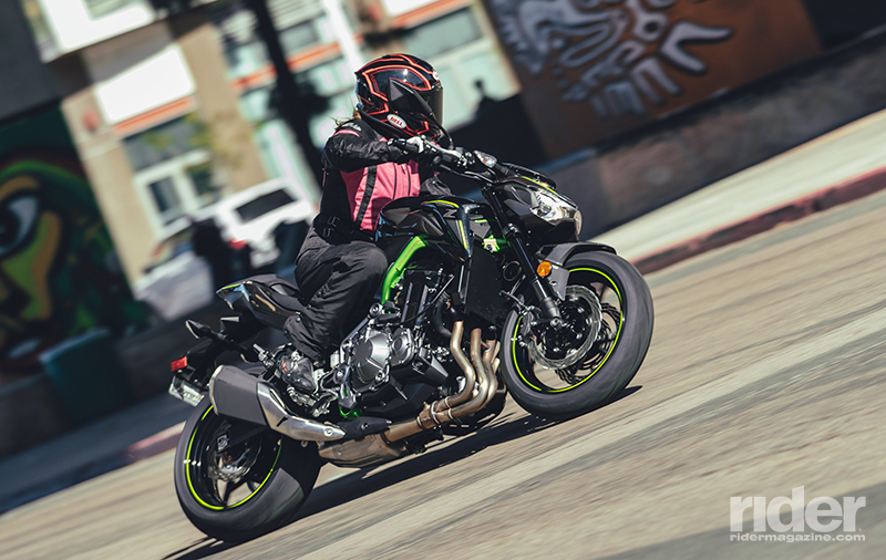 Despite its relatively flat, wide handlebar, the Z900 is comfortable enough thanks to a low 31.3-inch seat height. It's smooth and easy to rip around urban streets and canyon curves alike. (Photos by Drew Ruiz)
