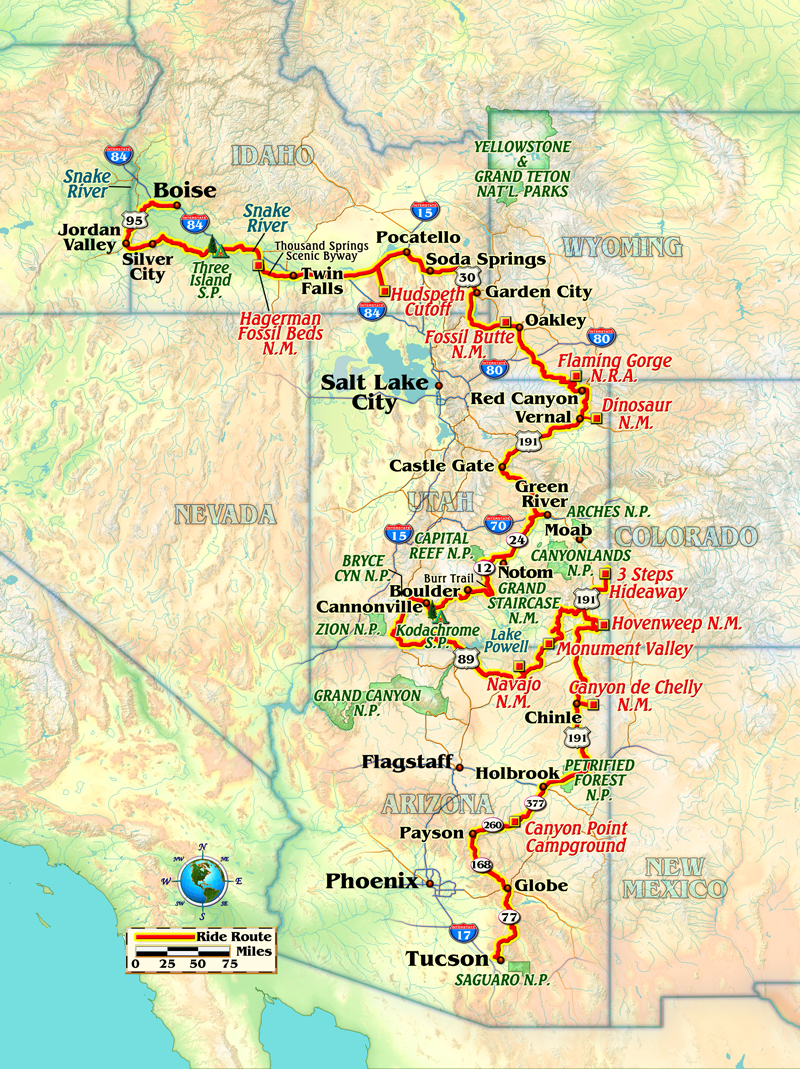 Motorcycle ride Idaho to Arizona