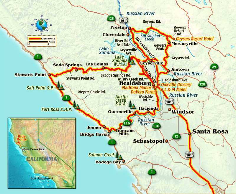 Healdsburg motorcycle ride Northern California