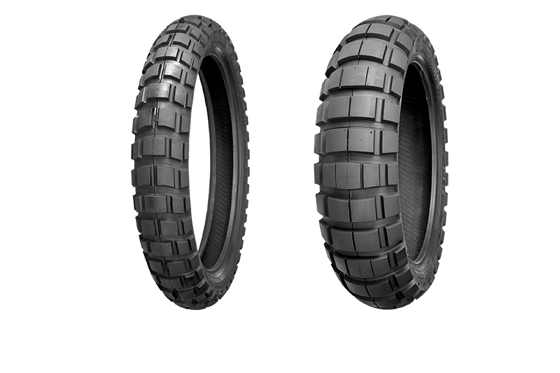 Shinko 804 front and 805 rear ADV motorcycle tires.