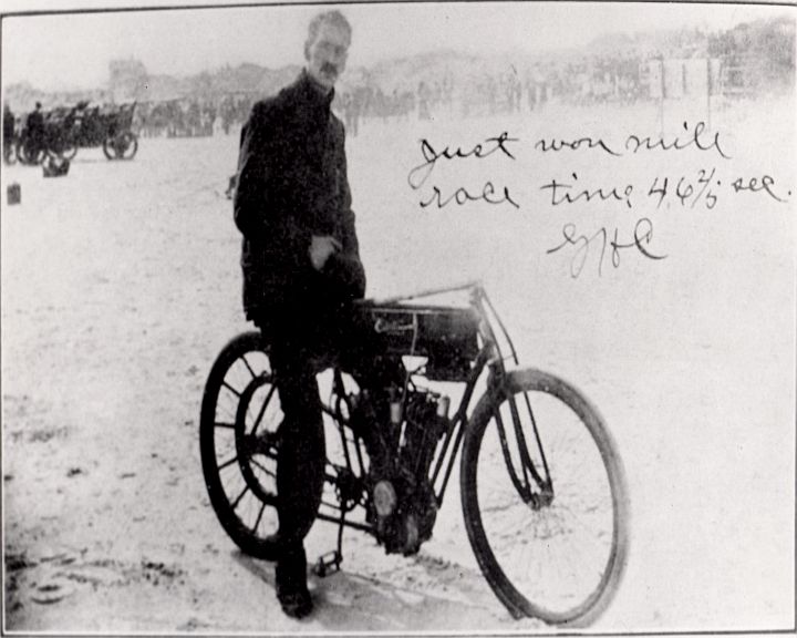 Glenn. H. Curtiss just after setting a speed record for the two cylinder class