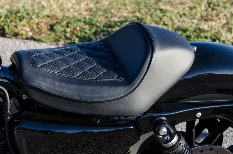 The cafe-style solo seat on the Iron 1200 helps make this bike one of the most comfortable in the Sportster line