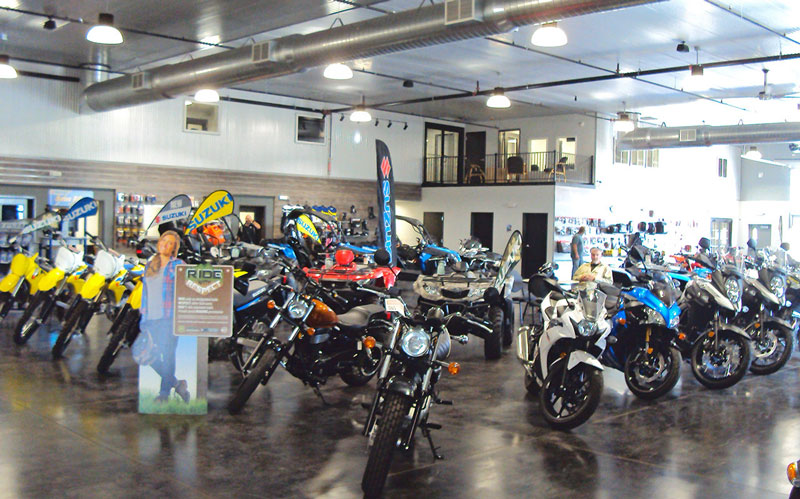Suzukis on display at Rice's Rushmore Motorsports. Photo by Terry Hoyt.