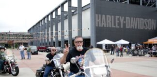 After a police-escorted ride across town during the Panhead Pandemonium ride, riders arrived at the Harley-Davidson Museum to participate in an afternoon of fun and frivolities during the celebration of the 70th anniversary of the Panhead motor.
