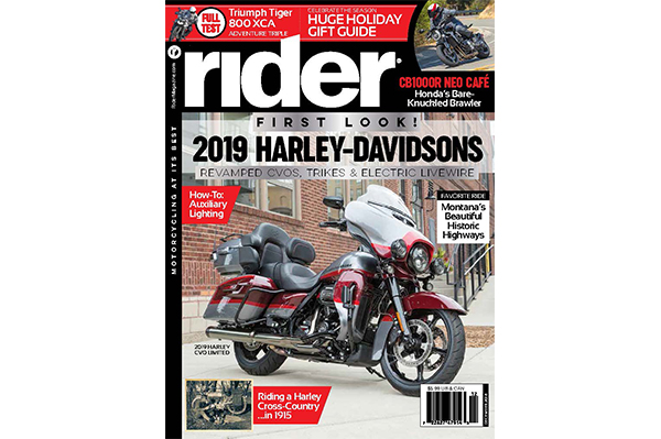 Rider Magazine cover, December 2018.