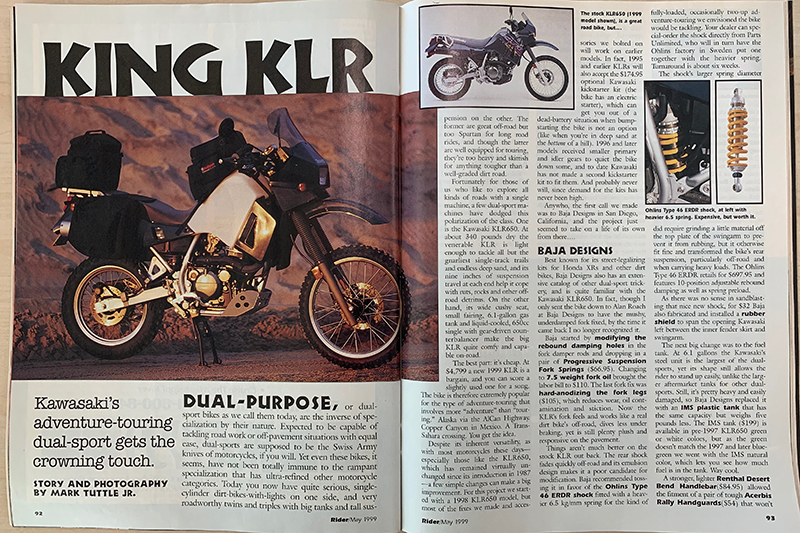 Rider May 1999 King KLR KLR650 project bike